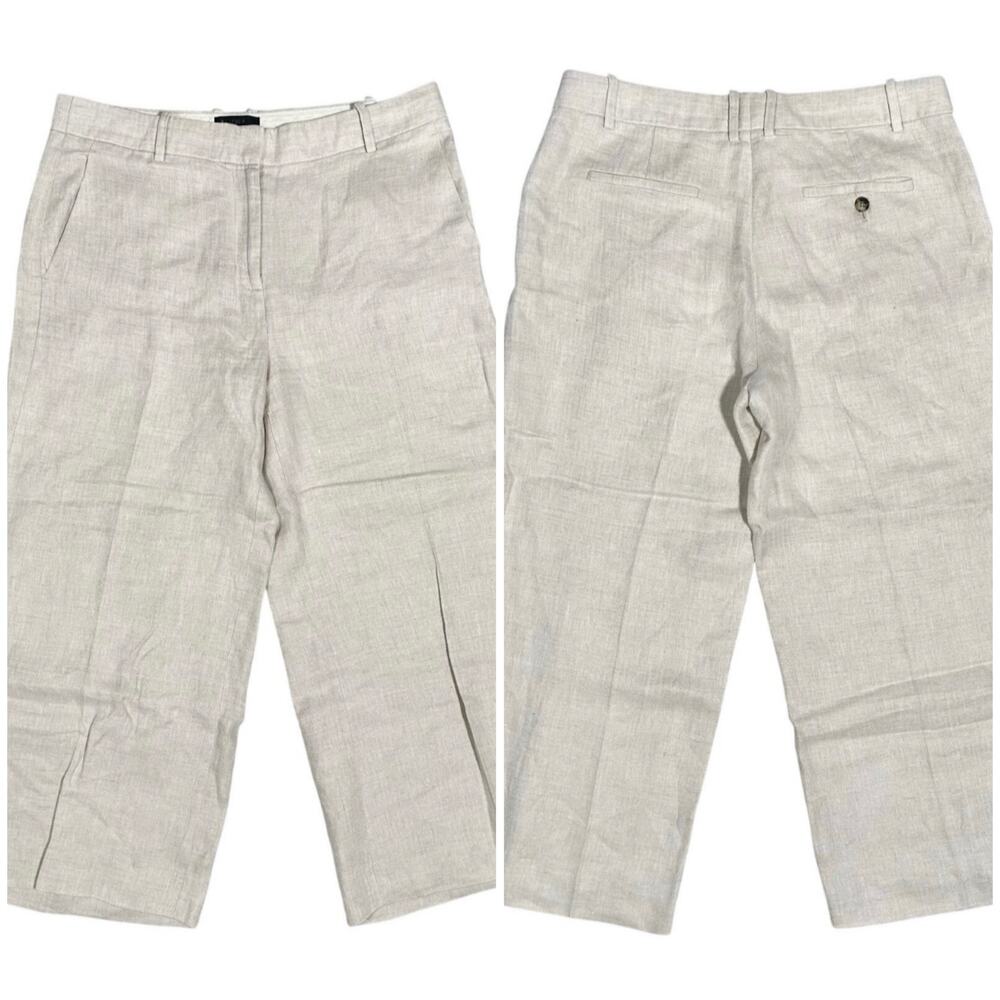 J. Crew | Women | Sand 100% Linen Herringbone Wide Leg Cropped Culottes | US 8